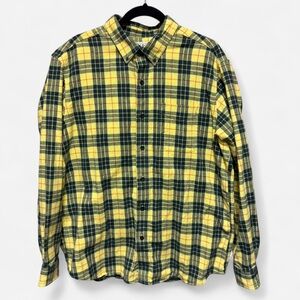L.L. Bean Yellow and Black Plaid Casual Shirt
